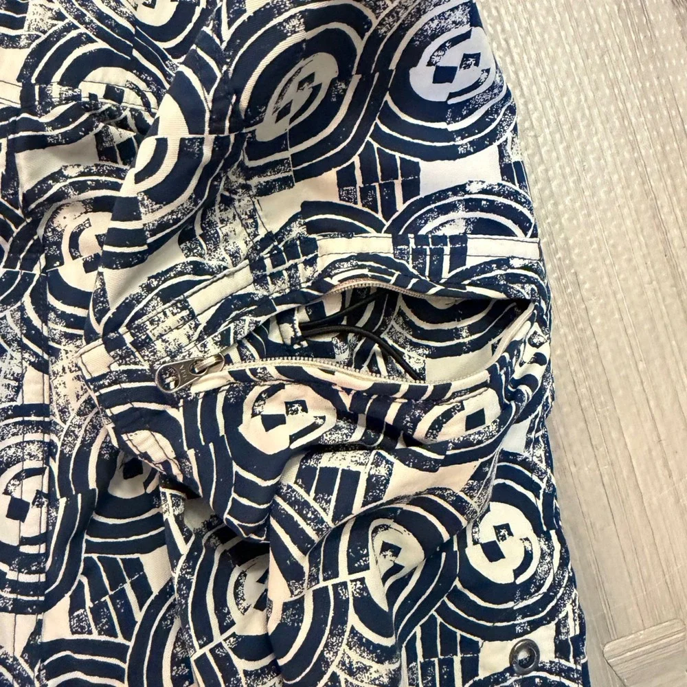 Patagonia Board Shorts Mens 32 Blue White Geometric Circle Print Swim Trunks